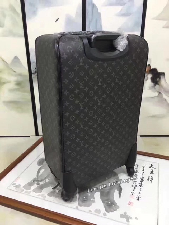 LV萬向輪爆新款拉杆箱 路易威登原版皮黑花行李箱 gdx1161